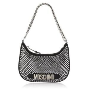 MOSCHINO Couture Jeremy Scott Rhinestone Studded Black Silver Shoulder Bag NWOT